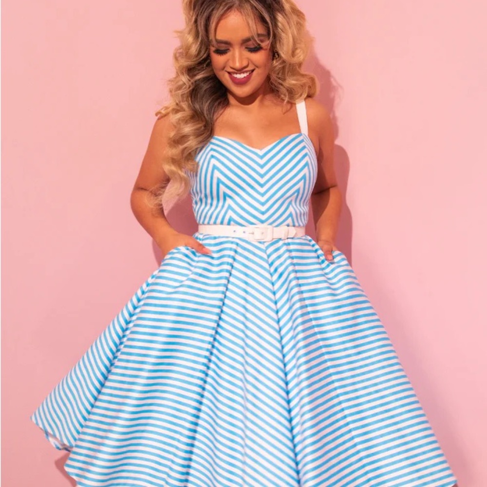 DOLLFACE DRESS IN BLUE AND WHITE